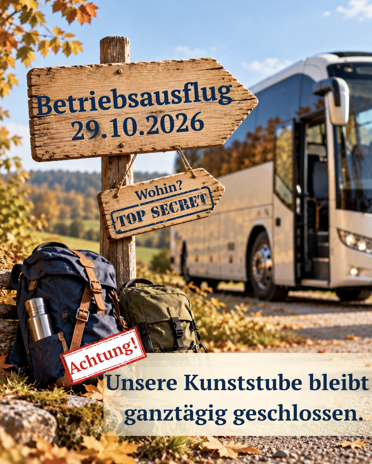 29.10.2026 Betriebsausflug - Kunststube geschlossen